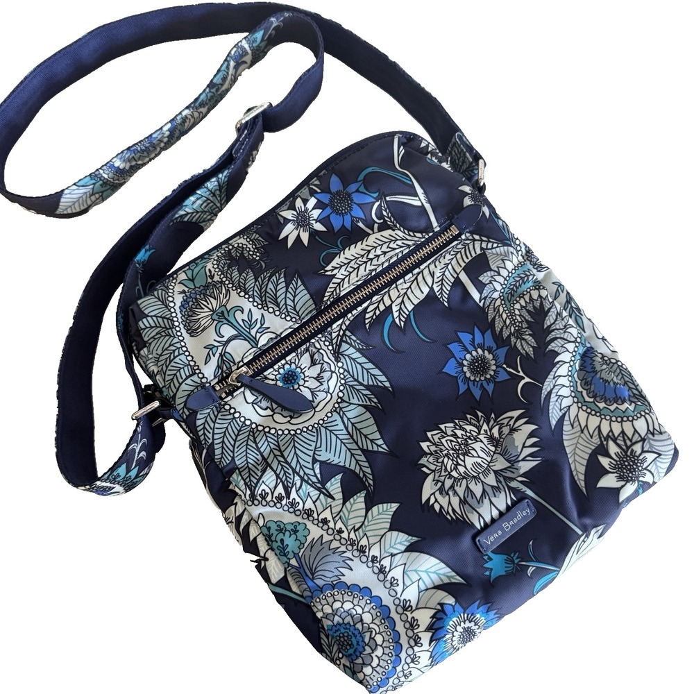 Vera Bradley Midtown Hipster Crossbody Bag Purse Navy Blue Cornflower Bl